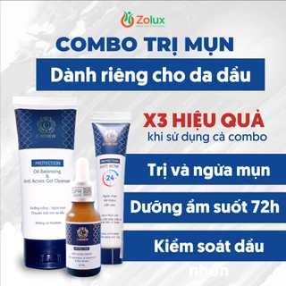 Combo Gel Serum Sữa Rửa Mặt Cho Da Dầu Mụn Thường Xuyên C-RENEW