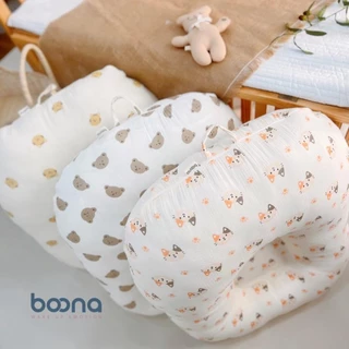 Gối chống trào ngược cho bé sơ sinh Boona Muslin cao cấp shop BECON Hạn chế tối đa tình trạng nôn trớ - trào ngược