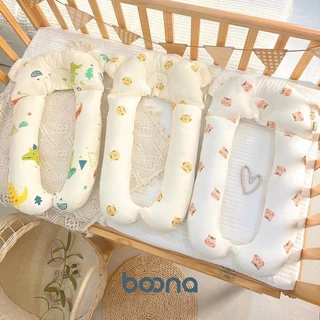 Gối chữ U cho bé Boona Muslin cao cấp shop BECON ruột bông ,vỏ làm từ vải muslin có thể tháo rời vệ sinh dễ dàng