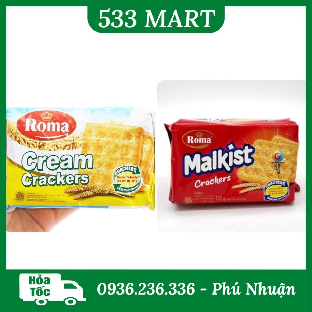 Bánh cream crackers Roma Malkist gói 107g