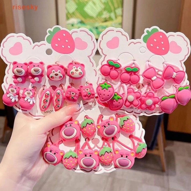 Set 10 Dây Buộc Tóc Gấu Lotso Hoạt Hình Dễ Thương Cho Bé Gái🍀FREESHIP🍀Chun buộc tóc gấu dâu cho nữ