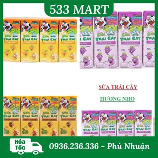 [LỐC 4 HỘP] Sữa Kun trái cây hương nho/ hương trái cây x 180ml