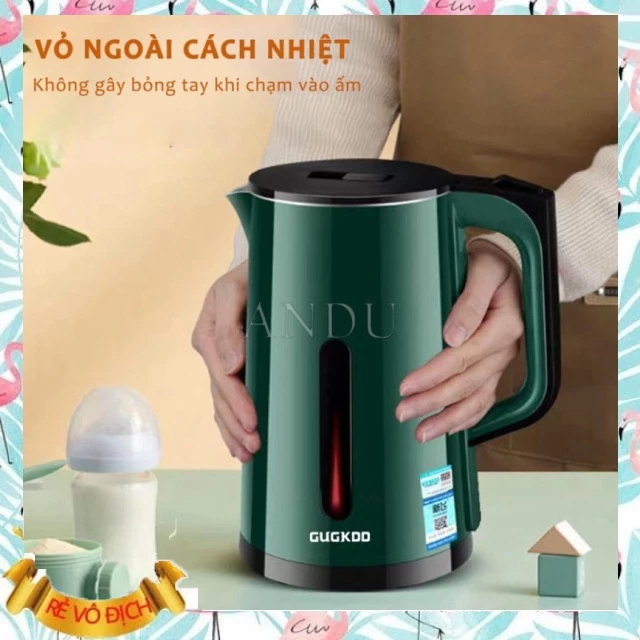 Ấm siêu nhanh Cuckoo 2 Lớp, hiệu suất Lớn 1500W, Ấm Đun Nước siêu nhanh dung lượng 2.5L an toàn và tin cậy tiết kiệm ngâ