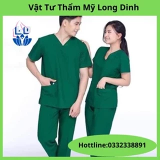 Bộ scrubs bác sĩ, quần áo y tế xanh lá cây nam, nữ các size S M L XL