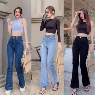 Quần jeans ống loe co giãn lai 3 phân hack dáng