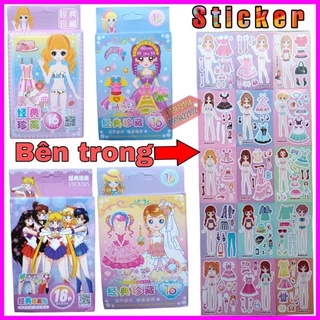 Sticker Miếng Dán công chúa thay đồ , tiên cá , baby , elsa tập 15 tờ