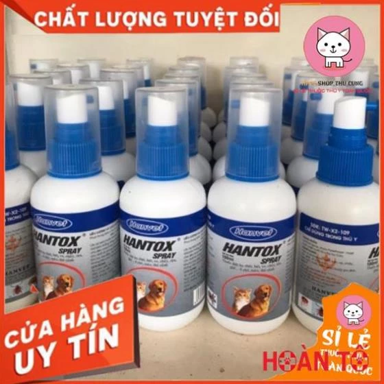 Hantox spray 100ML - Xịt Ghẻ - Mạt Gà - Bọ Chét Cho Chó, Mèo, Trâu, Bò- HPET