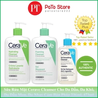 Sữa rửa mặt Cerave Cleanser cho da dầu, da khô, da nhạy cảm bản Pháp 236ml, 473ml