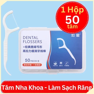 [COMBO 5 Hộp] Hộp 50 Tăm Chỉ Nha Khoa Chăm Sóc Răng Miệng (Xanh Dương)-Tăm Xỉa Răng Không Gây Đau Nướu, Làm Sạch Kẽ Răng