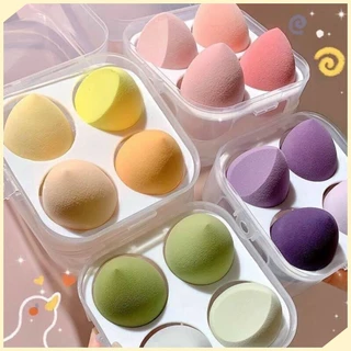 Hộp 4 Mút Tán Kem Nền, Kem Che Khuyết Điểm Cho Mặt, Màu Pastel Xinh Xắn, Bông Phấn Mềm Mịn - TESOVN