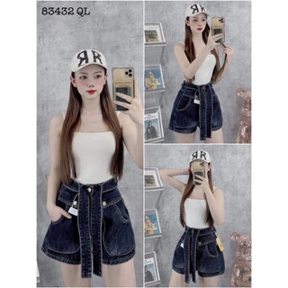 Quần jean nữ đùi THCLOTHES quần cộc cạp cao bóp eo tôn dáng năng động phong cách Hàn Quốc short bò 83432