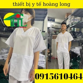 Bộ Scrups bác sĩ, bộ kĩ thuật viên phòng mổ, quần áo blouse nam/nữ màu màu trắng