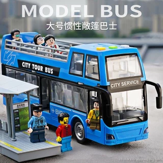 Order💯Xe đồ chơi xe buýt 2 tầng dành cho trẻ em có thể mở được cửa mô hình xe buýt lớn