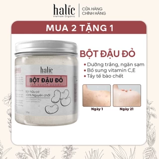 Bột Đậu Đỏ tắm trắng nguyên chất Halic Organic 125G dưỡng trắng da, tẩy tế bào chết, mờ thâm nám hiệu quả