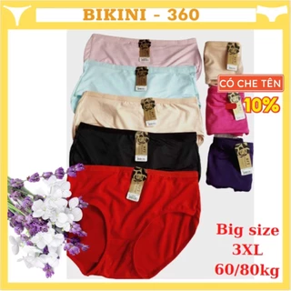 Quần chip lót nữ bigsize 3XL cạp cao trơn cho người già trẻ béo mập bầu 60kg 70kg 80kg Q44064; bikini