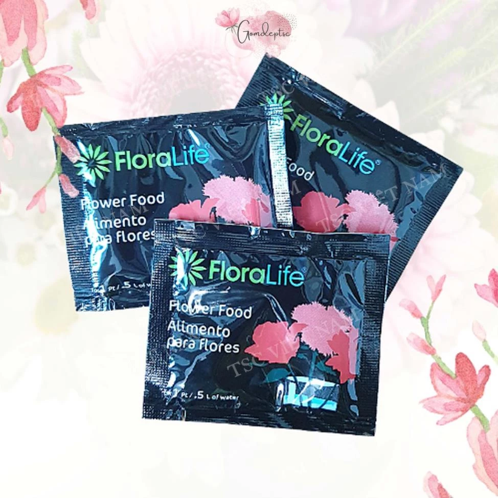 Gói dưỡng hoa tươi lâu tàn khi cắm xốp, lọ hoa, bình hoa trang trí 1 gói 5 gram - Floralife flower