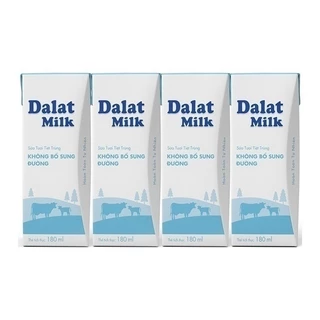 LỐC 4 HỘP SỮA TƯƠI TIỆT TRÙNG KHÔNG ĐƯỜNG DALAT MILK 180ML/HỘP NgoctoanMart