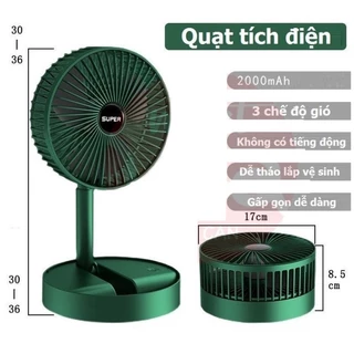 Quạt Tích Điện Để Bàn Mini Super Gấp Gọn Tiện Dụng 3 Cấp Độ Gió Siêu Bền Cáp Sạc USB Tiện Lợi Có Bảo Hành ( tuyển sỉ)