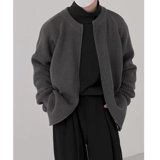 2024 Mới màu Vintage vòng cổ nam Cardigan phong cách Hàn Quốc Casual lỏng lẻo lười biếng gió dài tay áo len cho nam giới