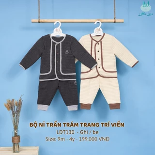 [Mã BMTTC60K giảm đến 60K đơn 50K] Bộ áo khoác - quần dài nỉ trần trám dày, cài cúc LiL Little Love - LDT130