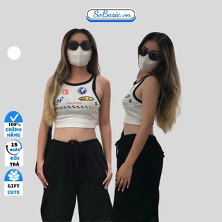 Áo croptop sát nách nữ thiết kế viền đen in hình Medoitn cá tính Sobasic thun 3 lỗ cổ tròn chất vải mềm mịn