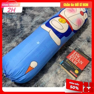 Vỏ gối ôm 35x100cm Cotton Poly, Bao gối ôm không lo bai xù Đôraemon