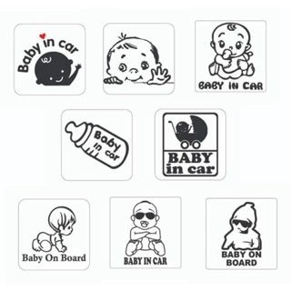 Sticker dán xe ô tô, tem xe cao cấp nhiều mẫu Baby in car, tem dán kính sau ô tô