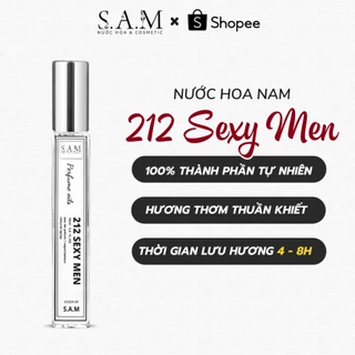 Nước Hoa Nam 212 Sexy Men Chính Hãng S.A.M Perfume Hương Thơm Nam Tính, Tươi Mát Và Hiện Đại - Chai Xịt 10ml - Hàng mới 