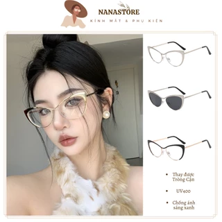 Mã M01 Kính mắt mèo gọng kim loại Titan chống UV400, chống ánh sáng xanh Cat Eye