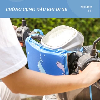 Gối chống va đập cho ghế ngồi xe máy, Gối đi xe cho bé bảo vệ đầu giảm va chạm mềm mại, chống thấm nước .01