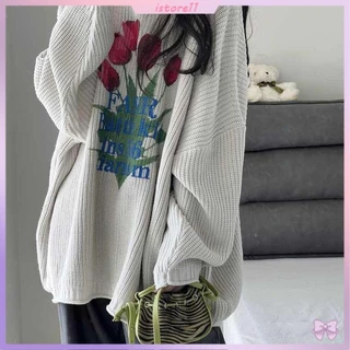 Áo sweater Nữ In Chữ Và Hoa Đơn Giản