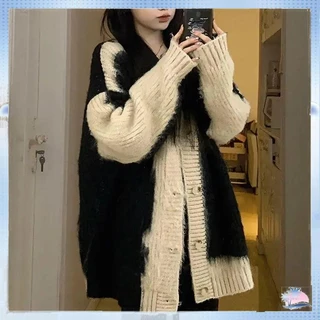 Áo sweater Dệt Kim Dáng Rộng Phong Cách retro