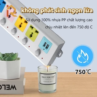 Ổ Cắm Điện USB Đa Năng Cao Cấp Chống Giật Dây Dài 4m, 2 Cổng Cắm USB Công Suất 2500W Có Chốt An Toàn Tiện Dụng OD01 New