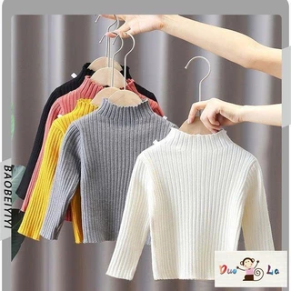 Áo sweater Cổ Lọ Dệt Kim Thời Trang Xuân Thu Phong Cách Hàn Quốc Mới Cho Bé Trai Và Bé Gái