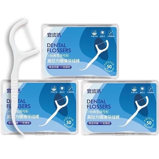 [HỎA TỐC HCM] Hộp 50 que tăm xỉa răng nha khoa dùng 1 lần macromolecule - Tăm chỉ nha khoa hộp 50 Cây Dental Flossers