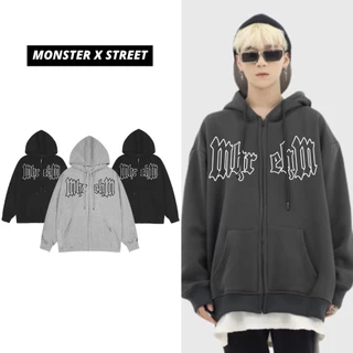 Áo Hoodie Zip MM MONSTER X STREET Khoác Nỉ Mũ Kéo Khóa Basic Nỉ Bông Cotton Unisex nam nữ Local Brand