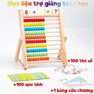 Bảng Gỗ Tính Thông Minh  Đồ Chơi Trí Tuệ Tặng Kèm 100 Thẻ Số Và 100 Que Tính Nhiều Màu Cho Bé