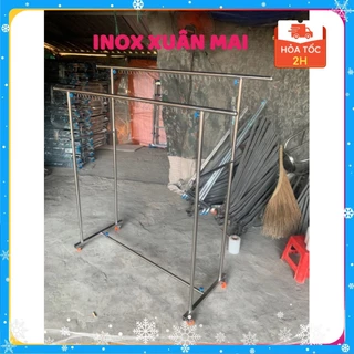 Giàn Sào Phơi Đồ Inox Đôi Chân Vuông Siêu Bền Dày 8 Dem