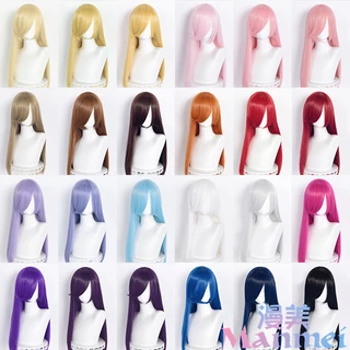 [Sẵn] Wig/Tóc giả cơ bản nữ 60cm màu xanh,đỏ,đen,vàng,hồng,trắng,tím,xám,cam,nâu [Miu Cosplay]