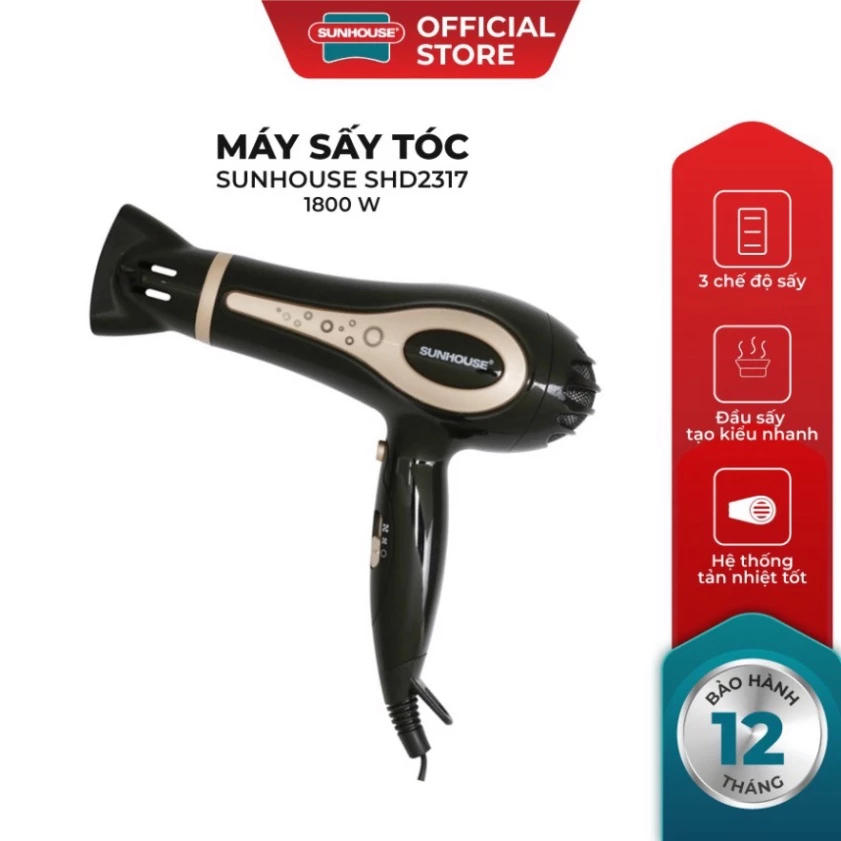 Máy sấy tóc SUNHOUSE SHD2317 Công suất lớn 1800W và SHD2306 1200W bảo hành toàn quốc 12 tháng