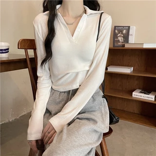 Áo Kiểu Croptop Phối Cổ PoLo Hottrend TTVH0001