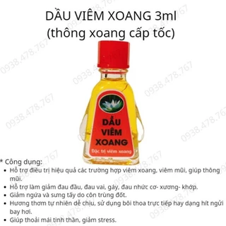 Dầu viêm xoang nước vàng 3ml nắp cam