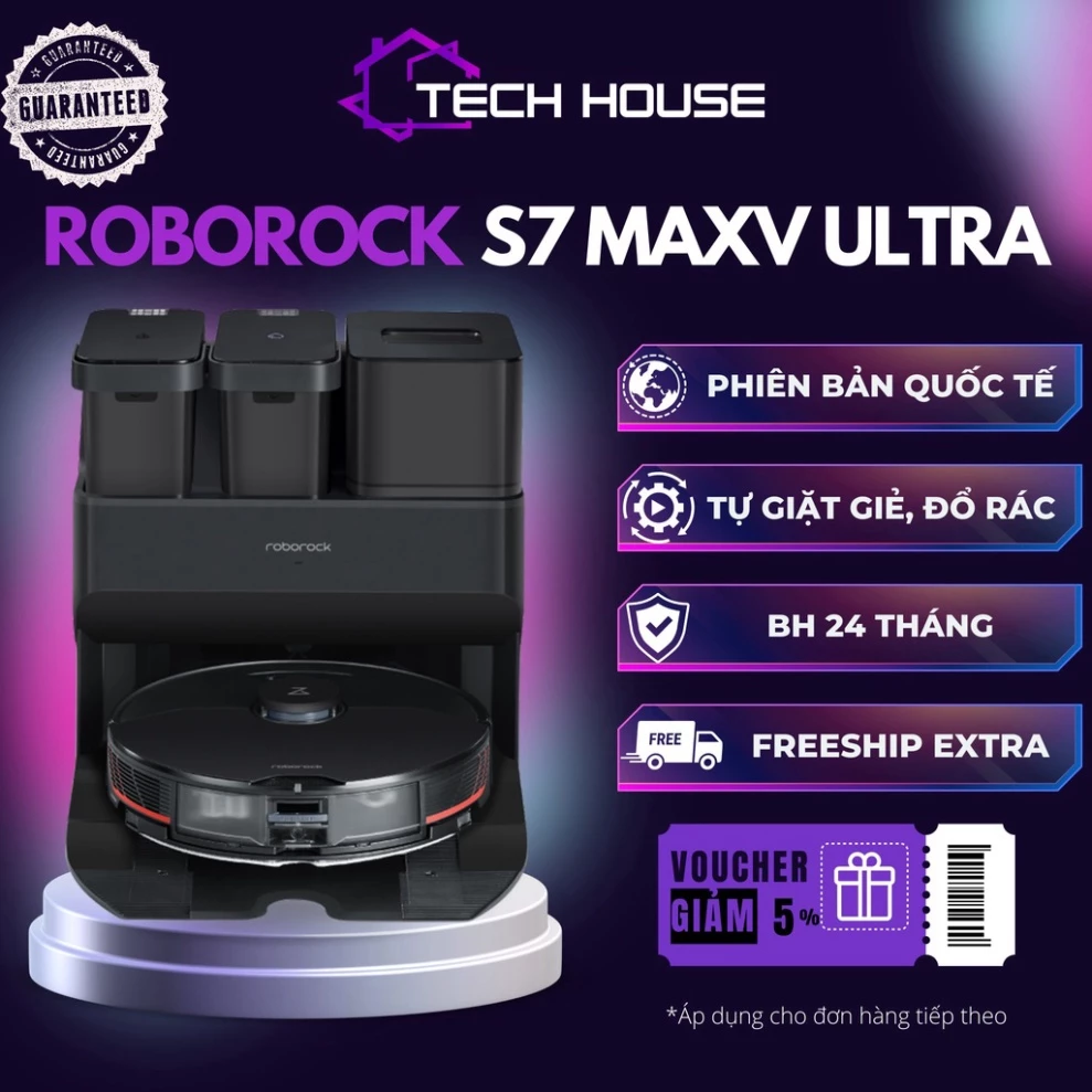 ( Robot Hút Bụi Lau Nhà Roborock S7 Maxv Ultra - Bản Quốc Tế , Bảo hành 24 tháng