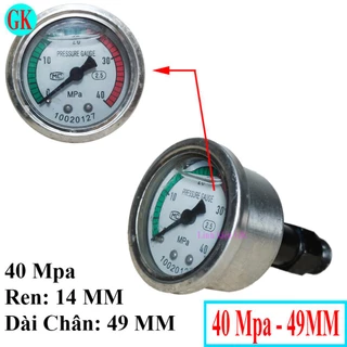 Đồng hồ áp máy rửa xe chân dài 49MM ren 14MM 40Mpa [K-06-08]