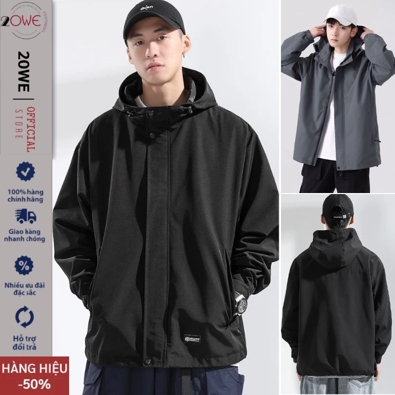 Áo khoác gió nam phối Layer jean độc lạ, Áo khoác nam 2 lớp Form Rộng Unisex, áo gió nam 20 WE hottrend 2022.