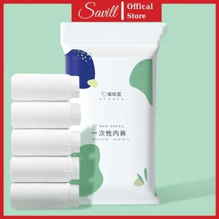 Combo 5 quần lót nữ dùng 1 lần, Quần lót giấy cotton cạp vừa đáy may 2 lớp kháng khuẩn SAVILL L474