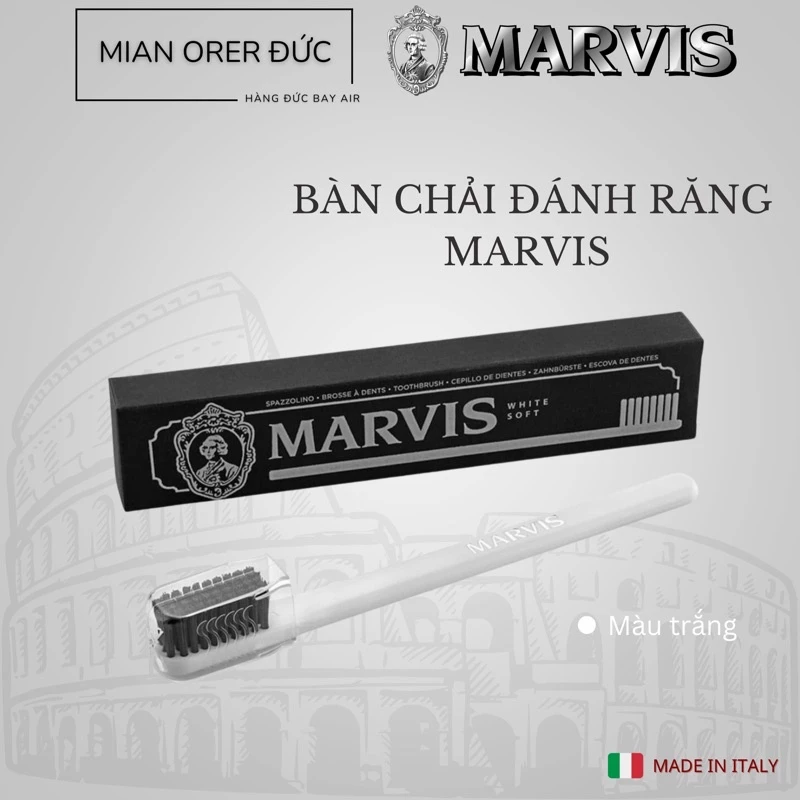 Bàn chải đánh răng Marvis màu trắng - made in Italy