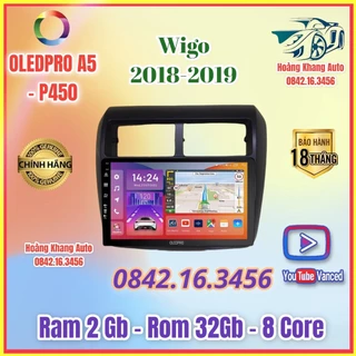 Màn Hình Android OLEDPRO A5 _ P450 theo xe Wigo 2018_2019, 9 inch kèm dưỡng và jack zin theo xe