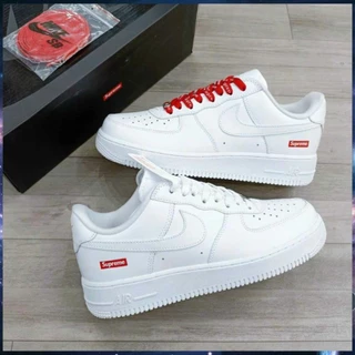 Giày_Nike Air Force 1 Low Supreme “White”, Giày AF1 Trắng Supreme đế Air bản cao cấp