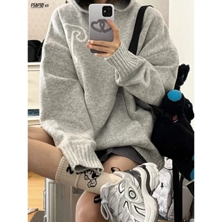 Áo Khoác sweater Dệt Kim Có Mũ Trùm Dáng Rộng In Hoa Kiểu Mỹ Thời Trang Mùa Thu Cho Nữ